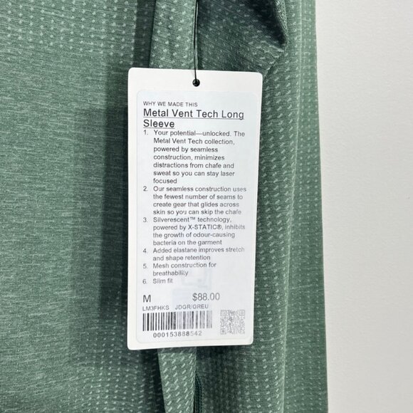 Lululemon NWT Metal Vent Tech Long-Sleeve Shirt Jade Grey / Grey Eucalyptus - Picture 9 of 10